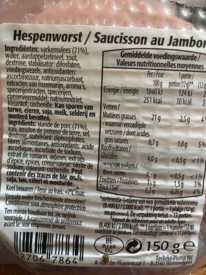Saucisson de jambon - Ingrédients - fr