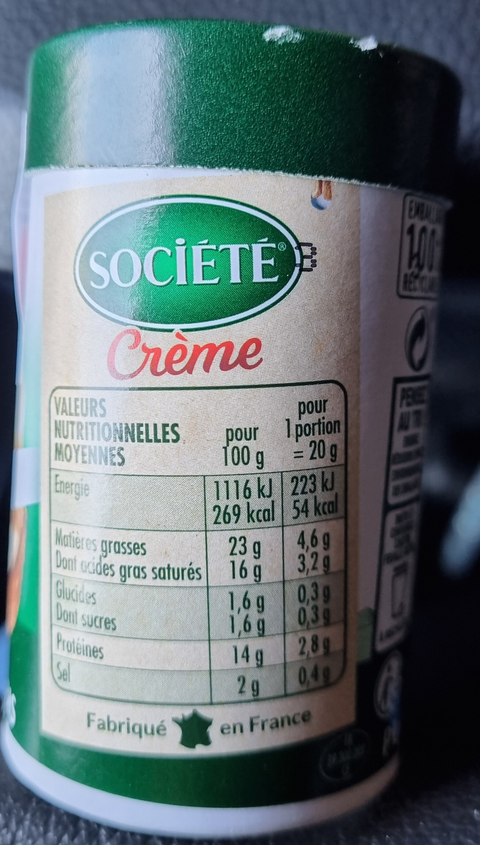 Société crème - Informations nutritionnelles - fr
