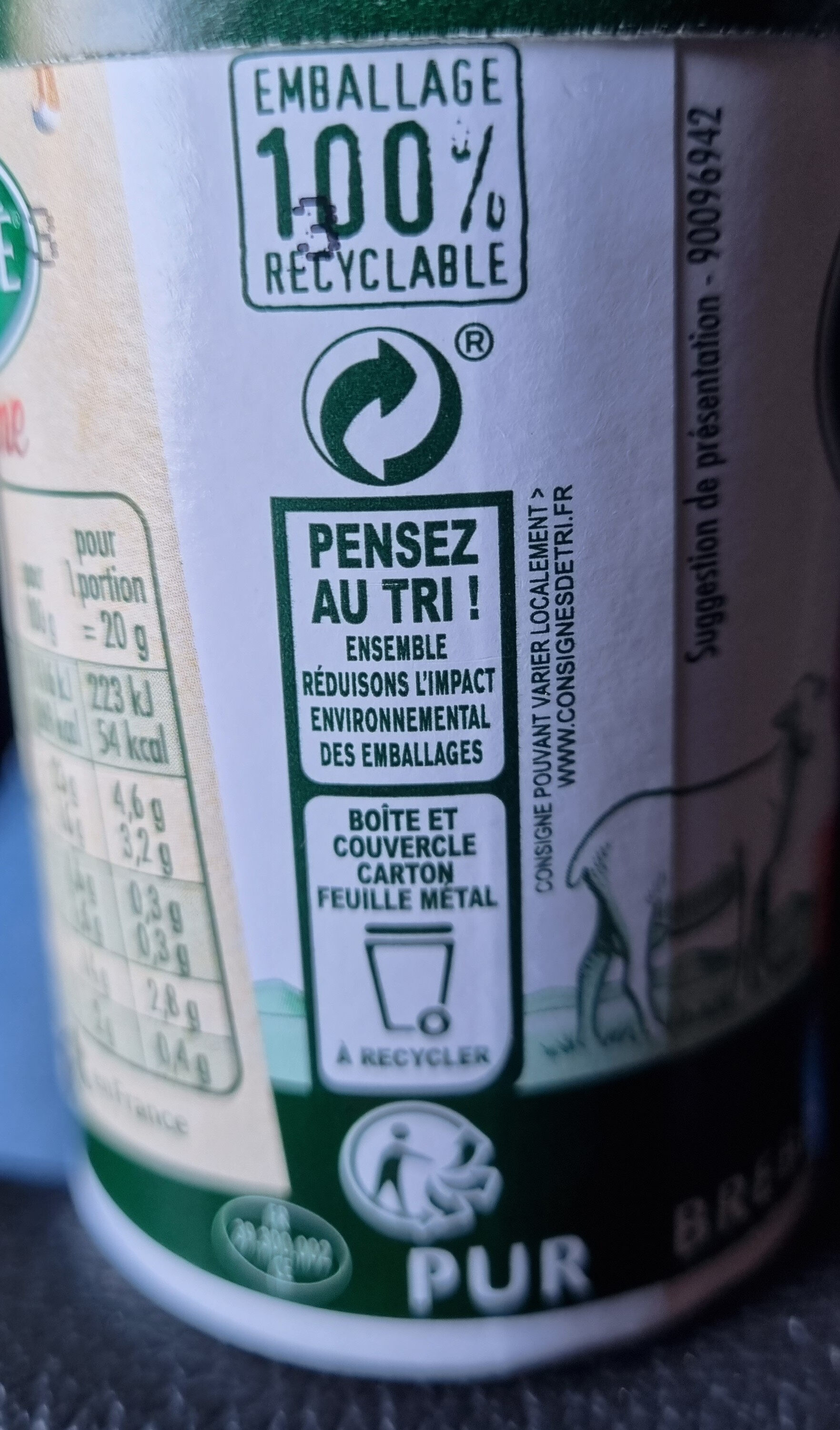 Société crème - Instruction de recyclage et/ou informations d'emballage - fr