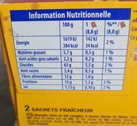 Biscotte Fibres+ - Tableau nutritionnel - fr