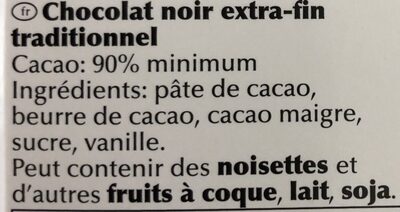 Dark Chocolate 90% cocoa - Ingrédients - fr