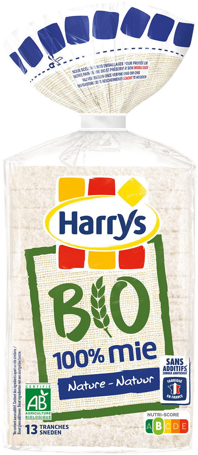 Harrys pain de mie 100% mie nature sans croute bio 325g - Produit - fr
