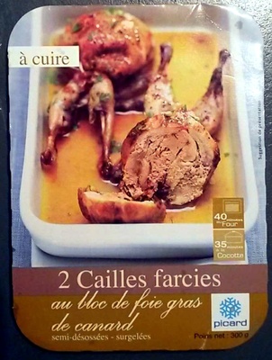 2 cailles farcies au bloc de foie gras de canard semi-désossées - surgelées - Produit - fr