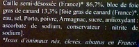 2 cailles farcies au bloc de foie gras de canard semi-désossées - surgelées - Ingrédients - fr
