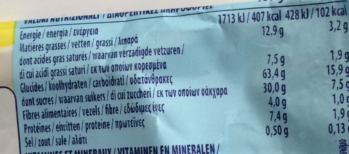 Barre Nesquik - Tableau nutritionnel - en