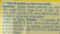 Filets de sardines au citron et basilic - Ingrédients - fr