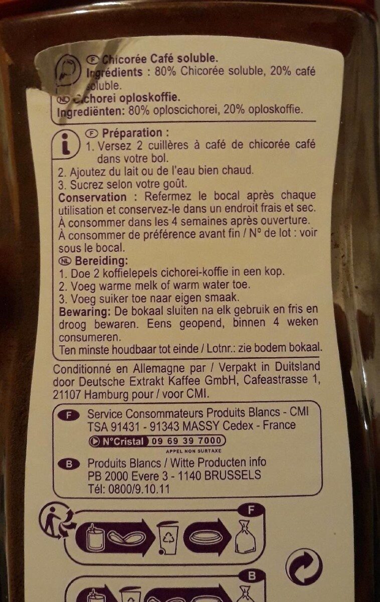 Chicorée-café soluble - Ingrédients - fr