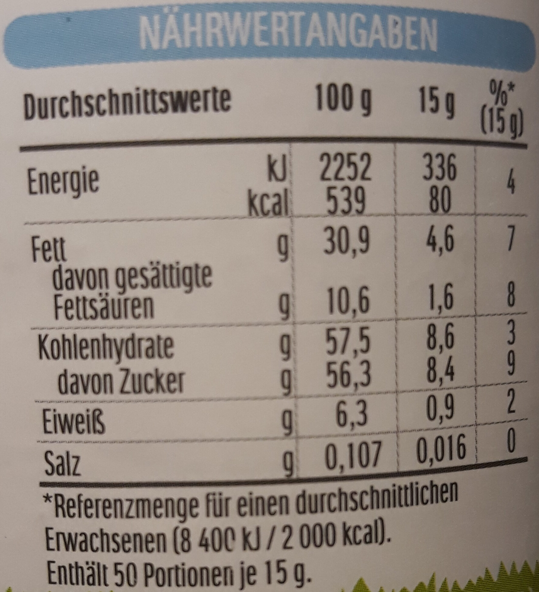 Nutella - Informations nutritionnelles - en