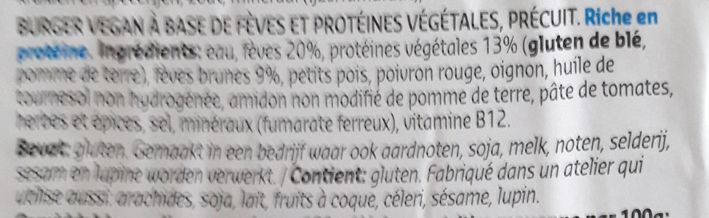 Burger de fèves - Ingrédients - fr