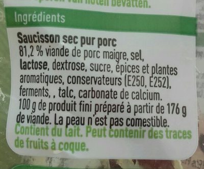 Saucisson sec - Ingrédients - fr