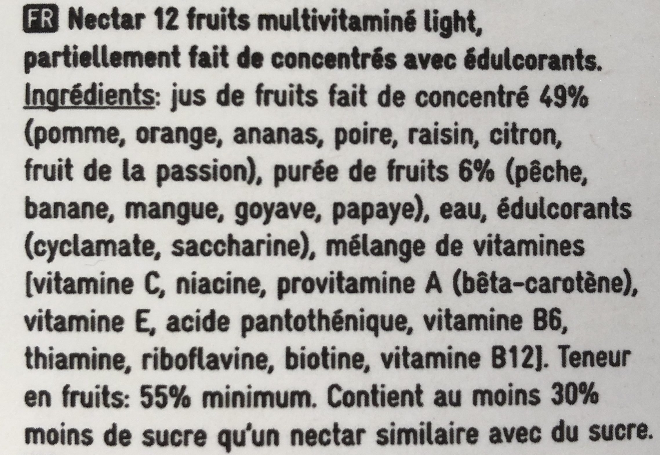 Nectar multivitaminé 12 fruits - Ingrédients - fr