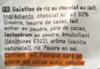 Galettes De Riz Au Chocolat Au Lait - Ingrédients - fr
