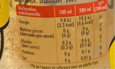 Schweppes Agrumes Zero - Tableau nutritionnel - fr