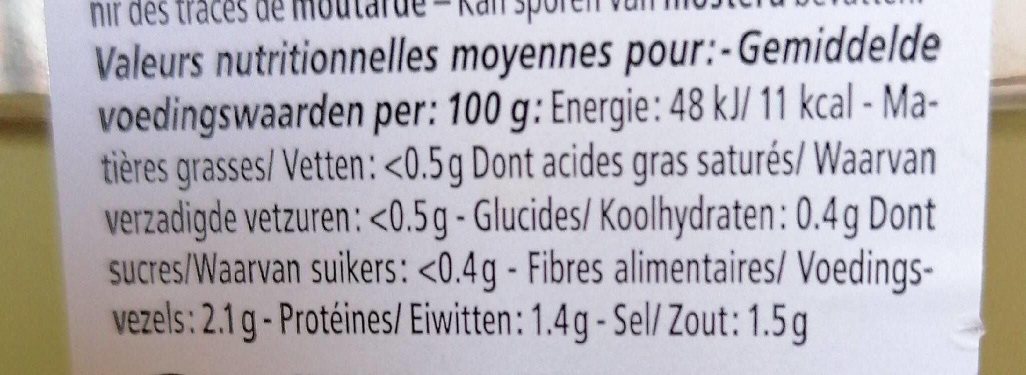 Cornichons extra-fins - Informations nutritionnelles - fr