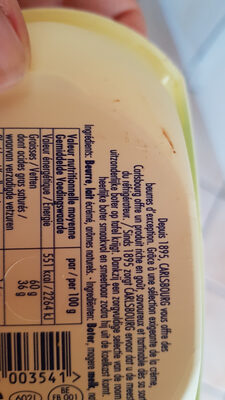 Beurre frigotartinable - Ingrédients - fr