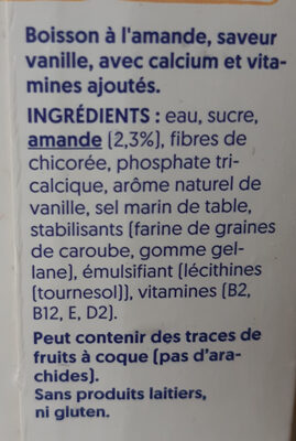 Boisson à l’amande, saveur vanille - Ingrédients - fr