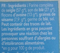 Tartine croustillante FIBRES - Ingrédients - fr
