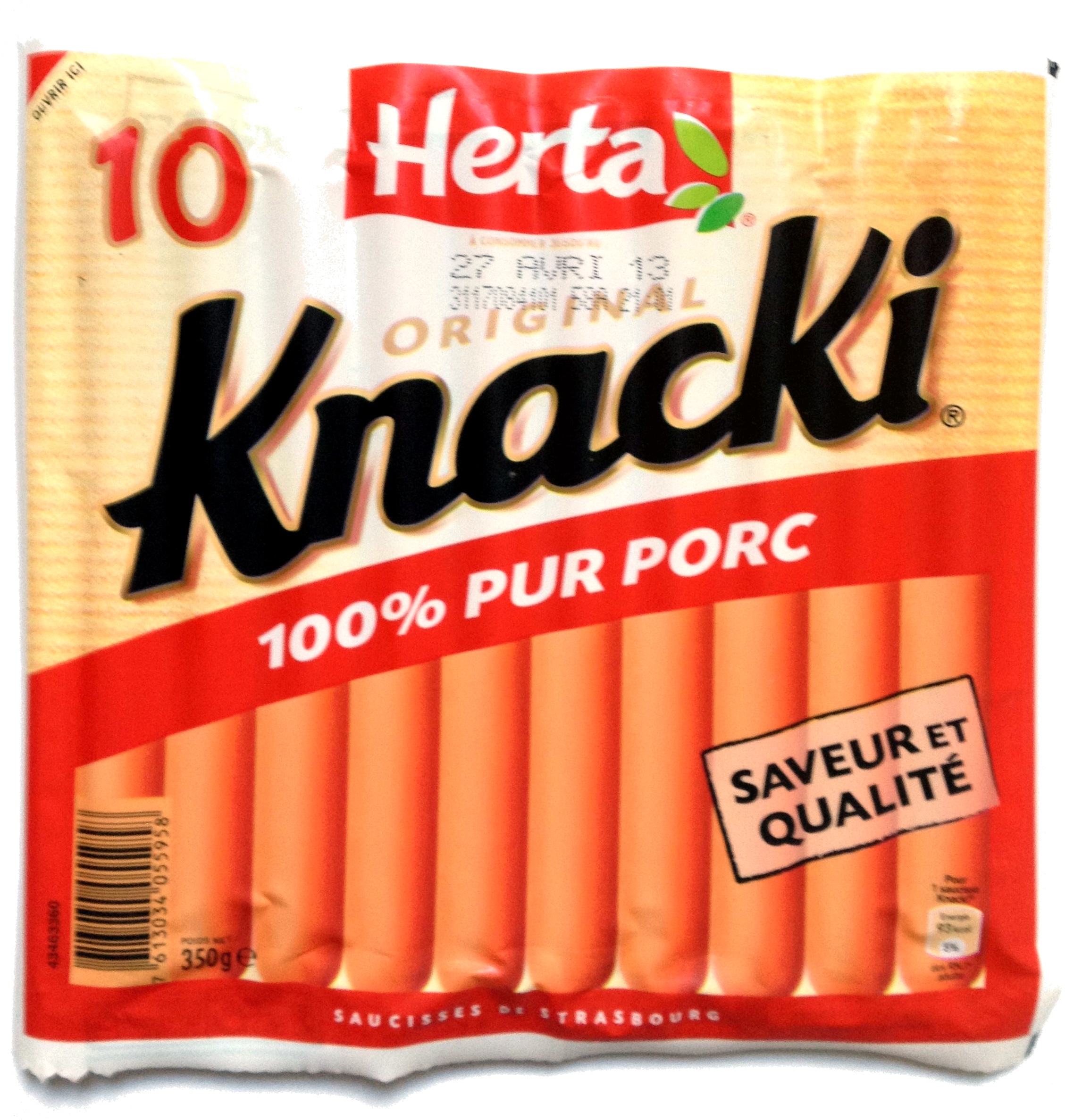 Knacki - 100% pur porc - Saucisses de Strasbourg - Produit - fr