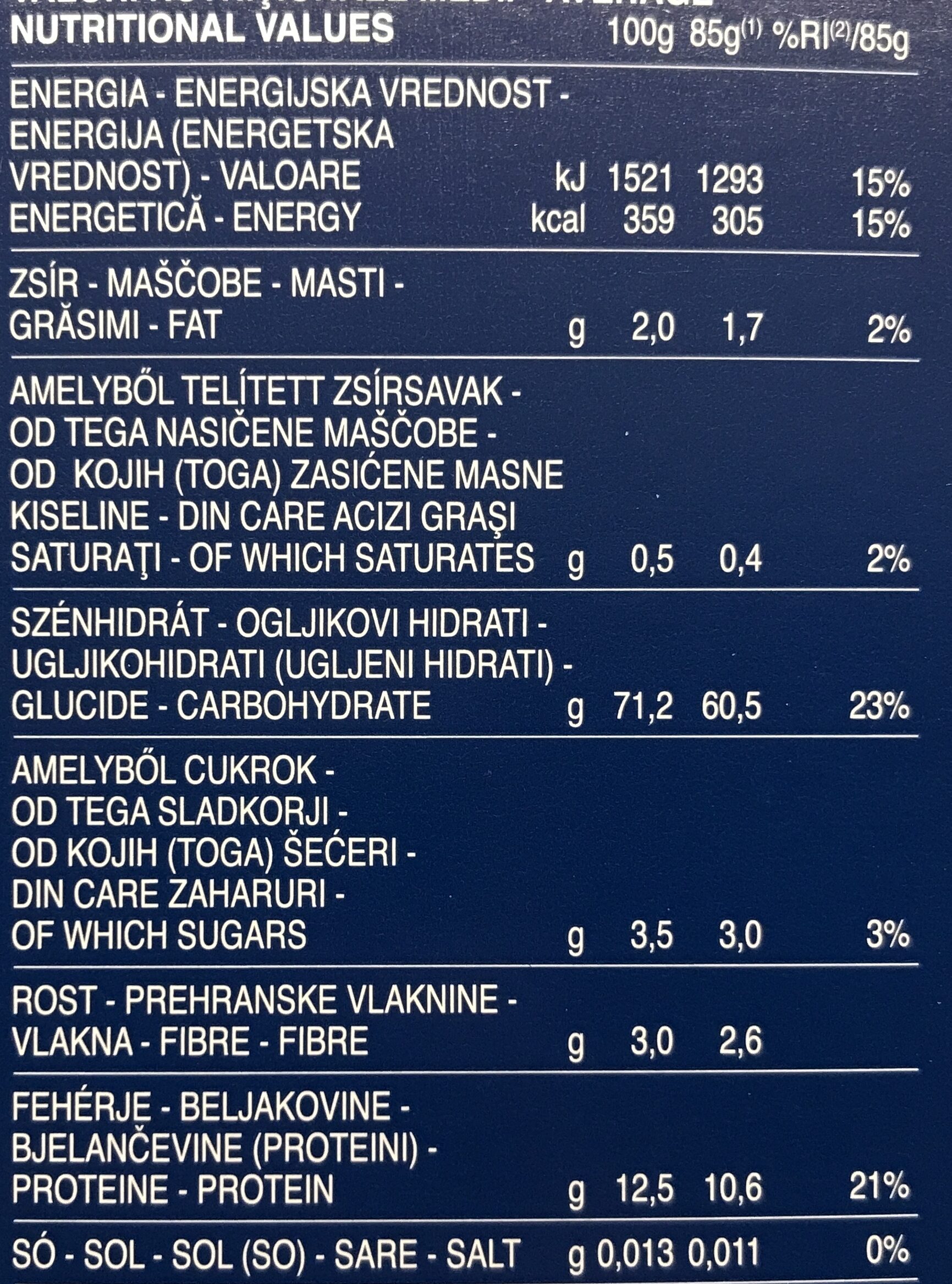 Fusilli - Informations nutritionnelles - fr