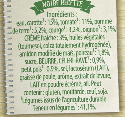 Knorr Soupe Liquide Douceur de 8 Légumes à la Crème Fraîche 30cl - Ingrédients - fr